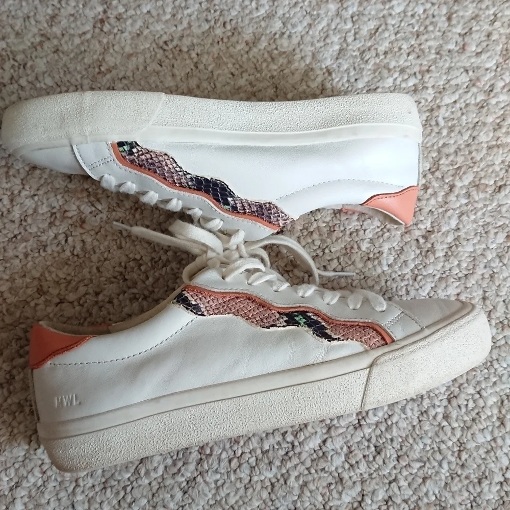MADEWELL Sidewalk Sneakers in Snake Embossed Leather Wave Edition size 7.5